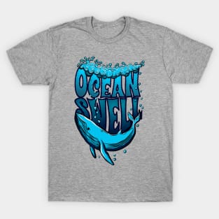 Ocean Swell with Blue Whale T-Shirt